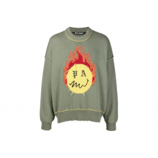 Palm Angels Smiley Intarsia Burning Head Knitted Crewneck 